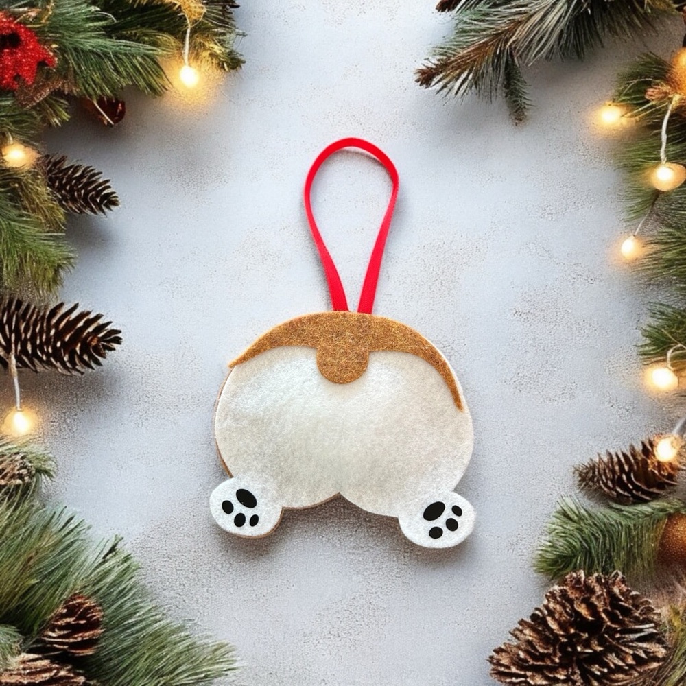 Handmade Felt Corgi Butt Ornament
